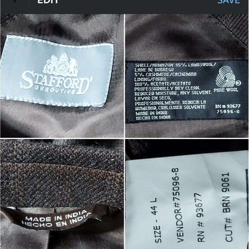 Stafford Plaid Wool Cashmere 3 Button Blazer - Picture 10 of 11